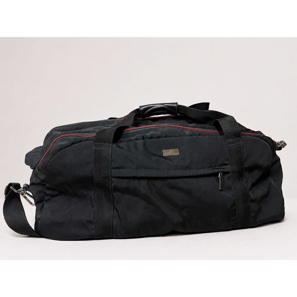 GUCCI Boston Bag Leather Black Shoulder Strap Travel